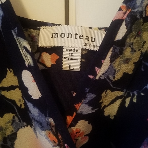 Multi colored floral wrap blouse size L - Picture 3 of 6